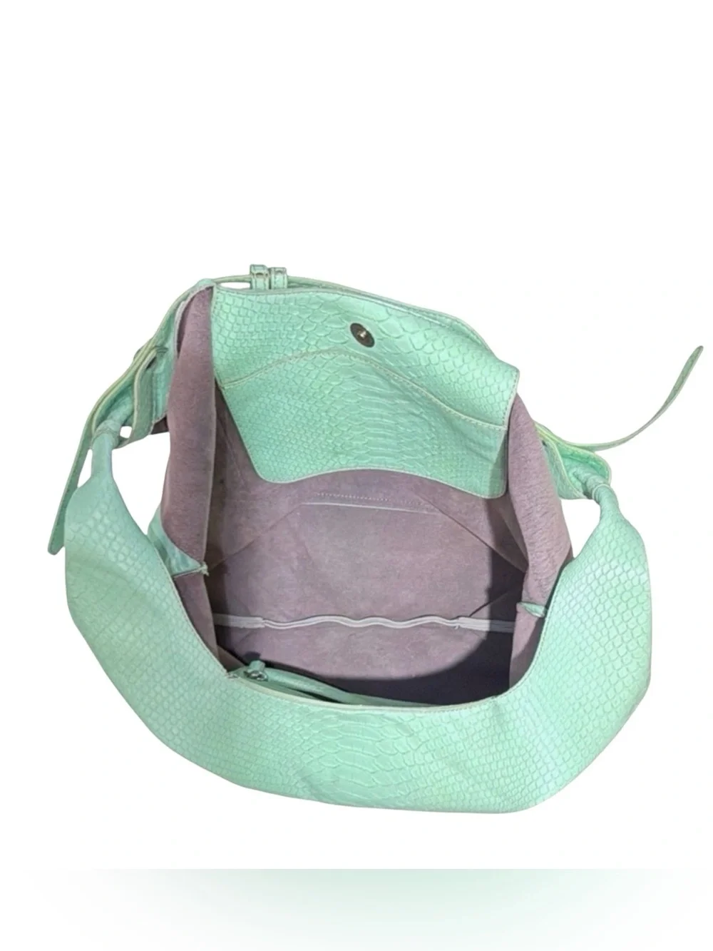 Danielle Nicole Green Faux Leather Hobo Bag | Textured Snake Embossed Shoulder